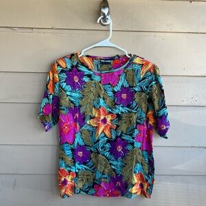 Vintage 90s SAG HARBOR Floral Short Sleeve Top - Size S